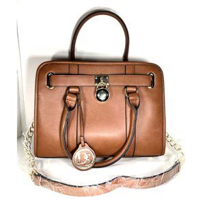 Dasein Large Brown Faux Leather Structured Satchel Shoulder Bag